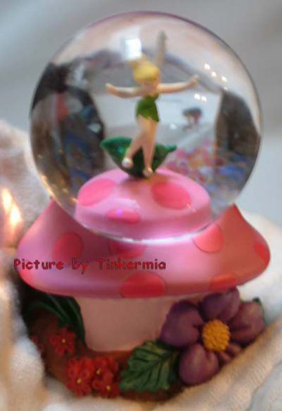 Tinker Bell on Pink Mushroom Mini Snow Globe Tinkerbell